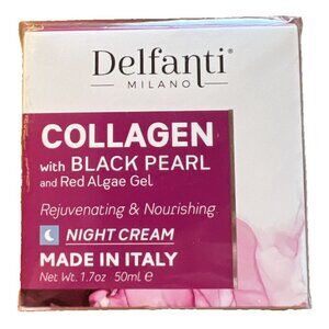 Delfanti Collagen Black Pearl and Red Algae Gel NIGHT CREAM 1.7 oz 50 ml NIB